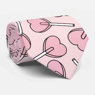 Cravate Sucettes roses, sucettes en forme de cœur, motif d