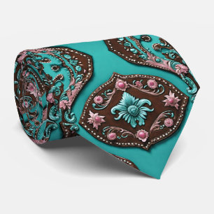 Cravate Sud Cowboy Turquoise rose Pays de l'Ouest