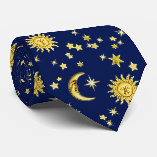 Cravate Sun, Moon & Stars Tie (Roulé)