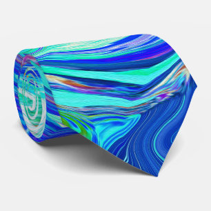 Cravate Super Abstrait Ocean Blue et Green Liquid Swirl