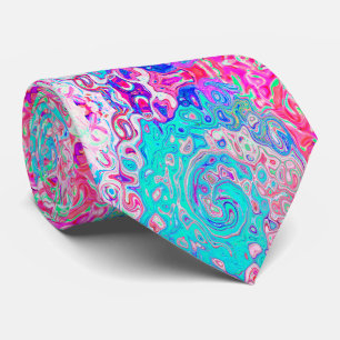 Cravate Super Aqua Blue et rose Abstrait Retro Swirl