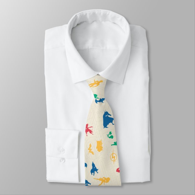 Cravate Super Pets & Justice League Motif Silhouette (Attaché)