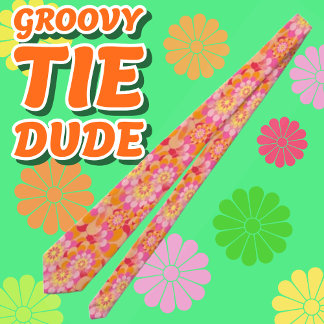 Cravate Super Psy Rose Orange Hippy Flower