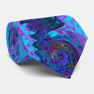 Cravate Super Retro Blue et Purple Swirl Abstrait