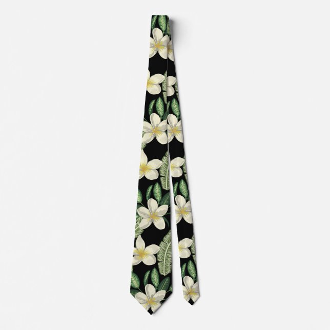Cravate Surface florale motif Fleurs tropicales et feuille (Devant)