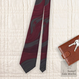 Cravate Swirls à Dark Red and Gray