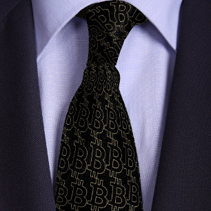 Cravate Symbole Bitcoin noir Motif en ligne