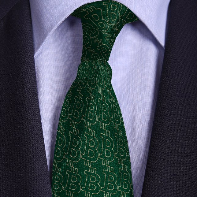Cravate Symbole Bitcoin vert Motif en ligne (Créateur téléchargé)