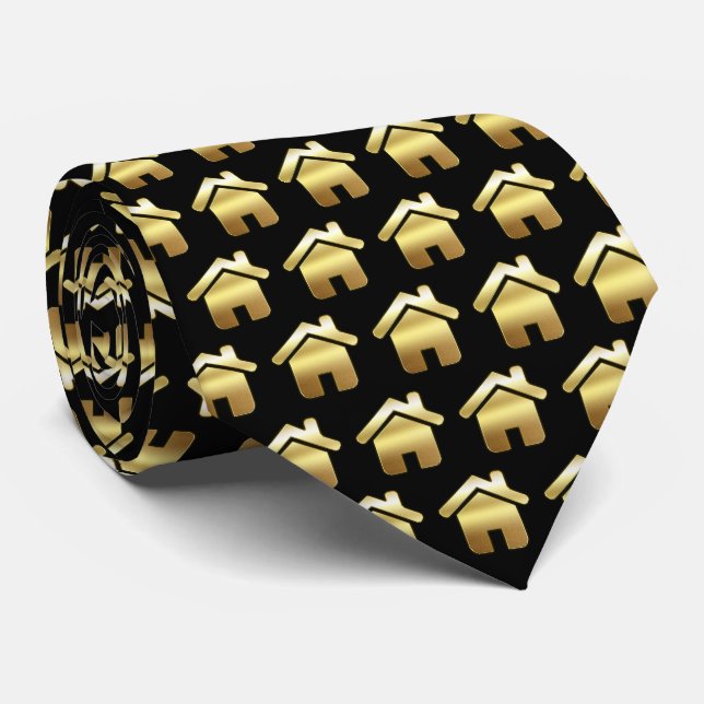 Cravate Symbole Elegant Gold House Motif immobilier (Roulé)
