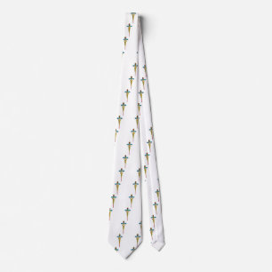 Cravate SYMBOLE MÉDICALE D'OR CADUCUS, Blanc