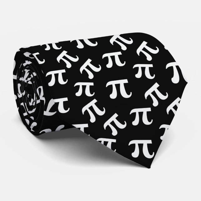 Cravate Symbole Pi Motif noir blanc moderne (Roulé)