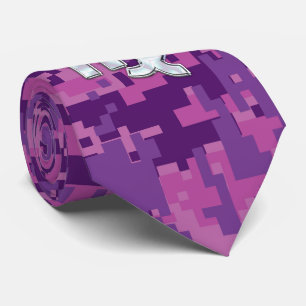 Cravate Symbole Virgo Style Camouflage numérique Fuchsia r