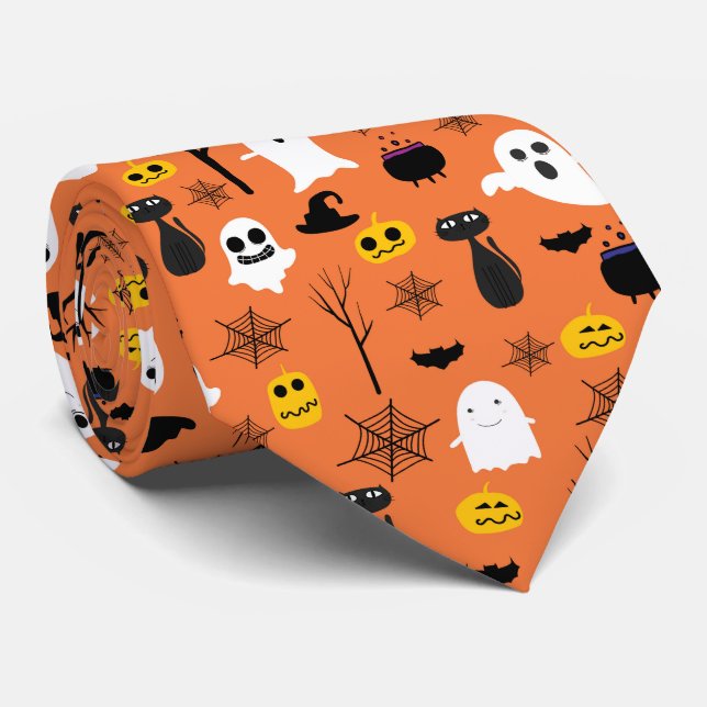 Cravate Symboles Halloween éffrayant couleurs classiques m (Roulé)