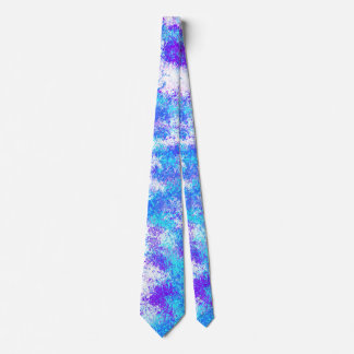 Cravate Tableau Abstrait bleu turquoise, violet et blanc