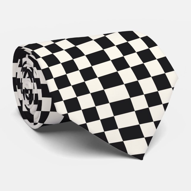 Cravate Tableau d'échecs noir et blanc (Roulé)