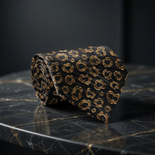 Cravate Taches de Léopard en Or Luxueux