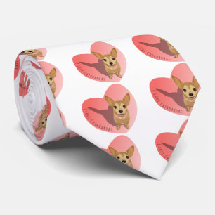 Cravate Tan Chihuahua in diamond pink collar en heart