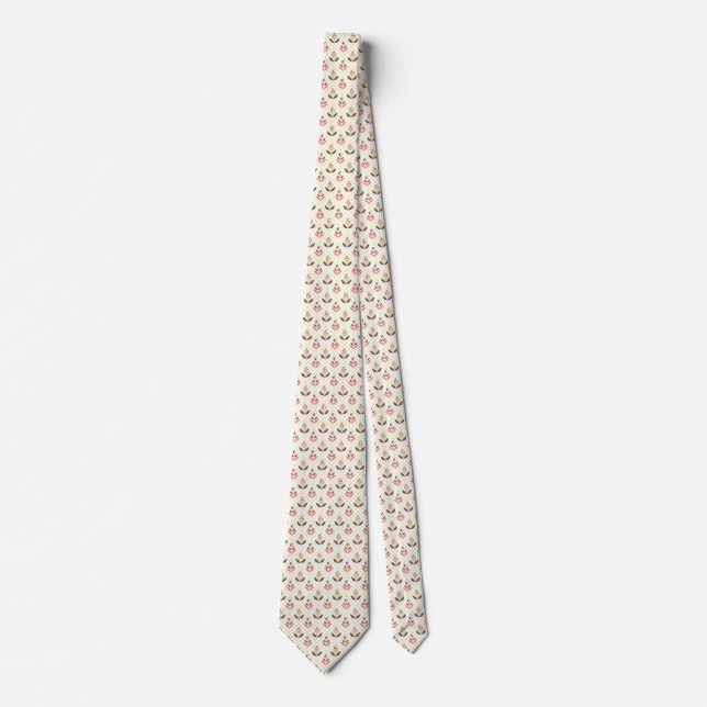 Cravate Tan necktie featuring a subtle geometric pattern  (Devant)