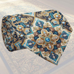 Cravate Tapis Designer Persan de Luxe Faux Col de Soie