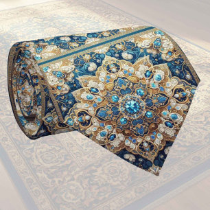 Cravate Tapis Designer Persan Luxueux   Faux Col de Soie