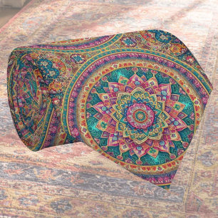 Cravate Tapis Indien de Luxe Designer   Faux Col de Soie