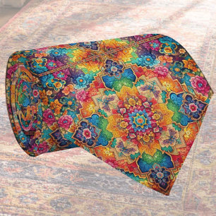 Cravate Tapis Indien de Luxe Designer   Faux Col de Soie