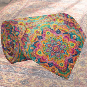 Cravate Tapis Indien de Luxe Designer   Faux Col de Soie