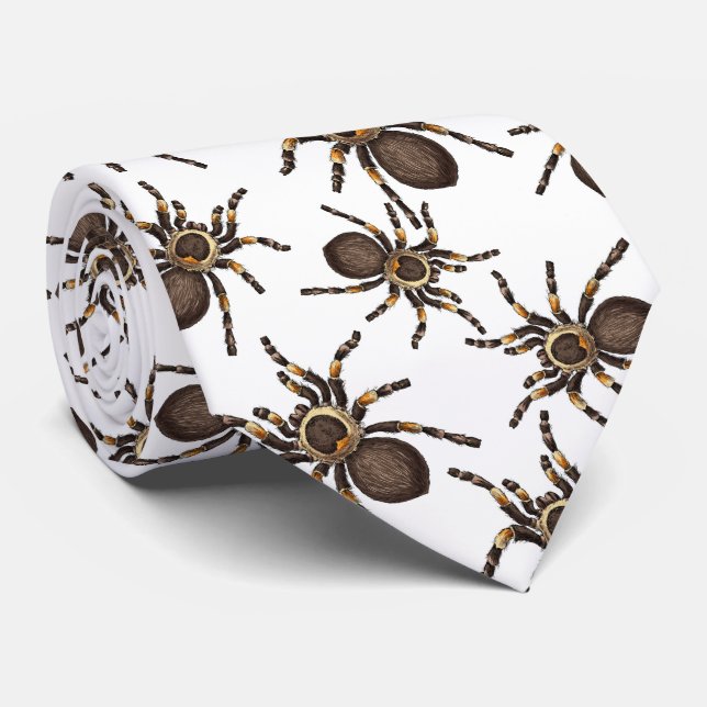 Cravate Tarantula sur blanc (Roulé)