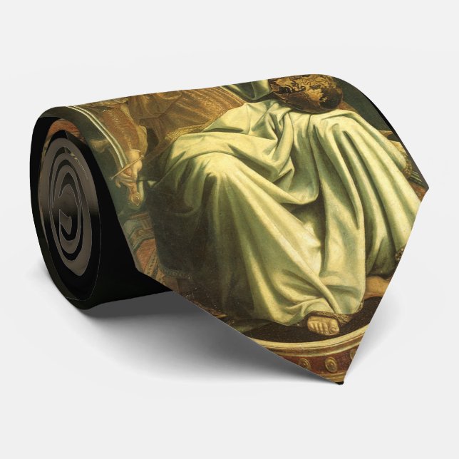 CRAVATE TAROTS DE RENAISSANCE ANTIQUE 8/ JUSTICE (Roulé)