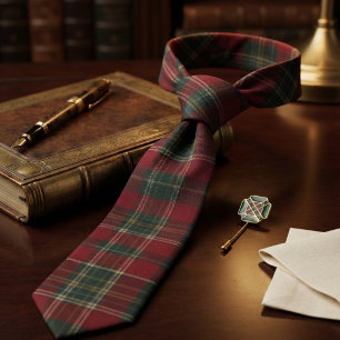 Cravate Tartan à carreaux classique rouge profond et vert 