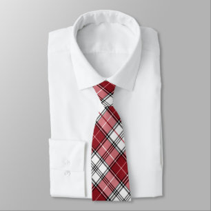 Cravate Tartan à grands carreaux rouge cramoisi et blanc