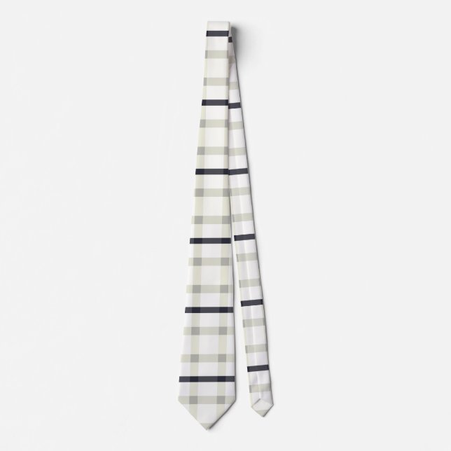 Cravate Tartan crème en gris et noir (Devant)