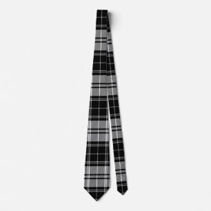 Cravate Tartan noir, blanc et gris classique
