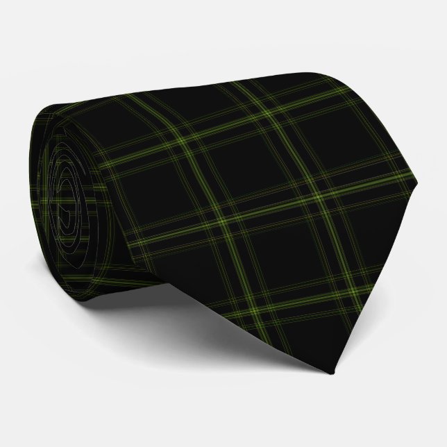 Cravate Tartan noir doux (Roulé)