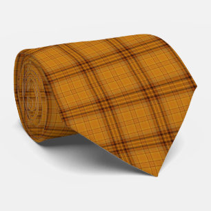 Cravate Tartan noir gris orange cognac Plaid