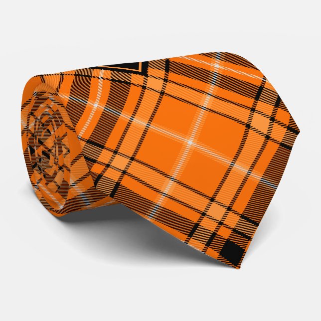 Cravate Tartan orange d'Halloween (Roulé)