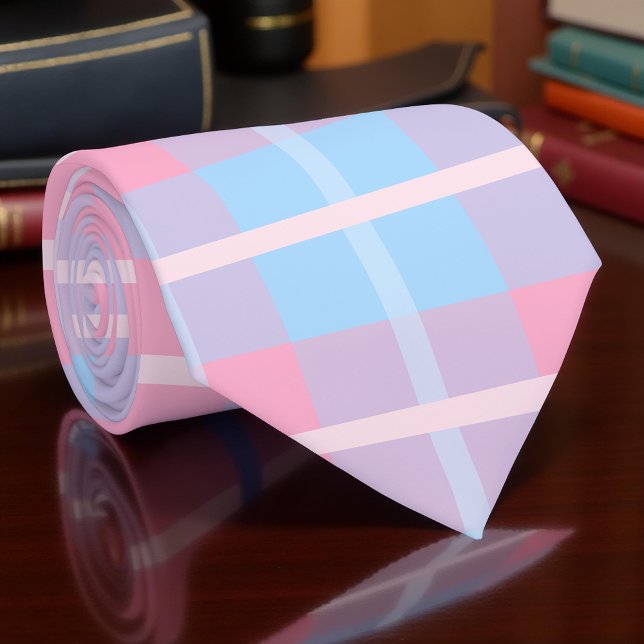 Cravate Tartan Plaid En vichy Pink Et Bleu Mega Motif (Créateur téléchargé)