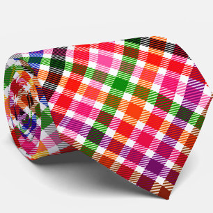Cravate Tartan Plaid Multicolore Flannel Sur Blanc