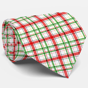 Cravate Tartan plat de Noël - Blanc