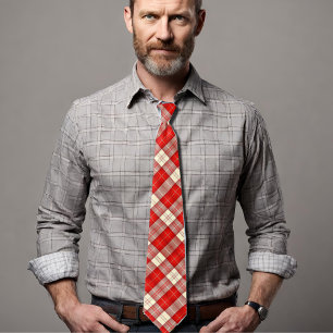 Cravate tartan rouge et blanc