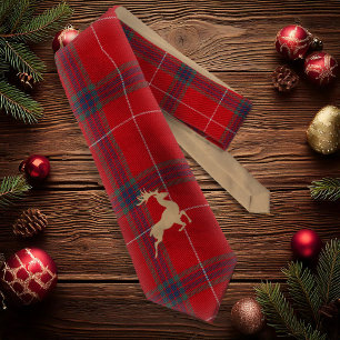 Cravate Tartan Rouge Kraft Renne ID589