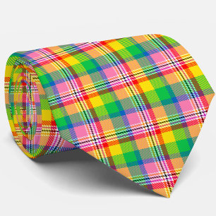 Cravate Tartan vert rose