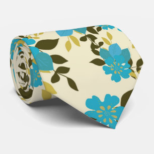 Cravate Teal Fawn Floral Pattern