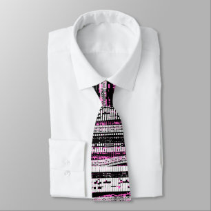 Cravate Technologie Decay - Noir, Blanc et Rose