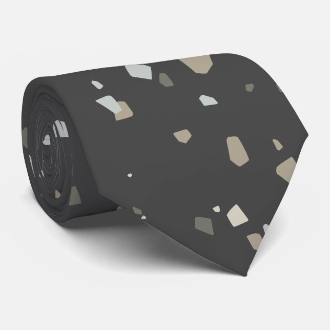 Cravate Tendance moderne gris-noir Terrazzo (Roulé)