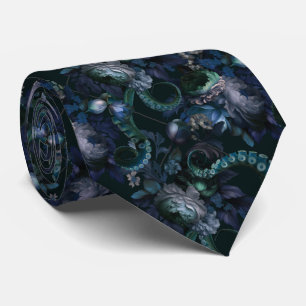 Cravate Tentacle Turquoise De Cthulhu Gothique Avec Fleurs