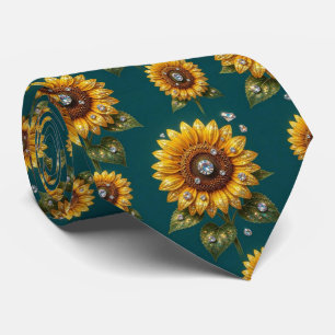 Cravate Tenue Décontractée Tournesols et Diamants