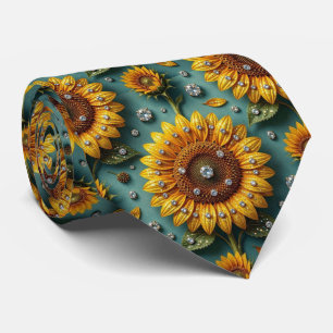 Cravate Tenue Décontractée Tournesols et Diamants