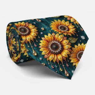 Cravate Tenue Décontractée Tournesols et Diamants