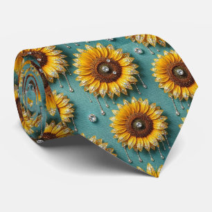 Cravate Tenue Décontractée Tournesols et Diamants